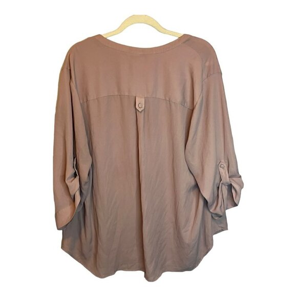 Torrid Blouse Women's 3X Harper Georgette Pullover 3/4 Sleeve Pink - Picture 2 of 3